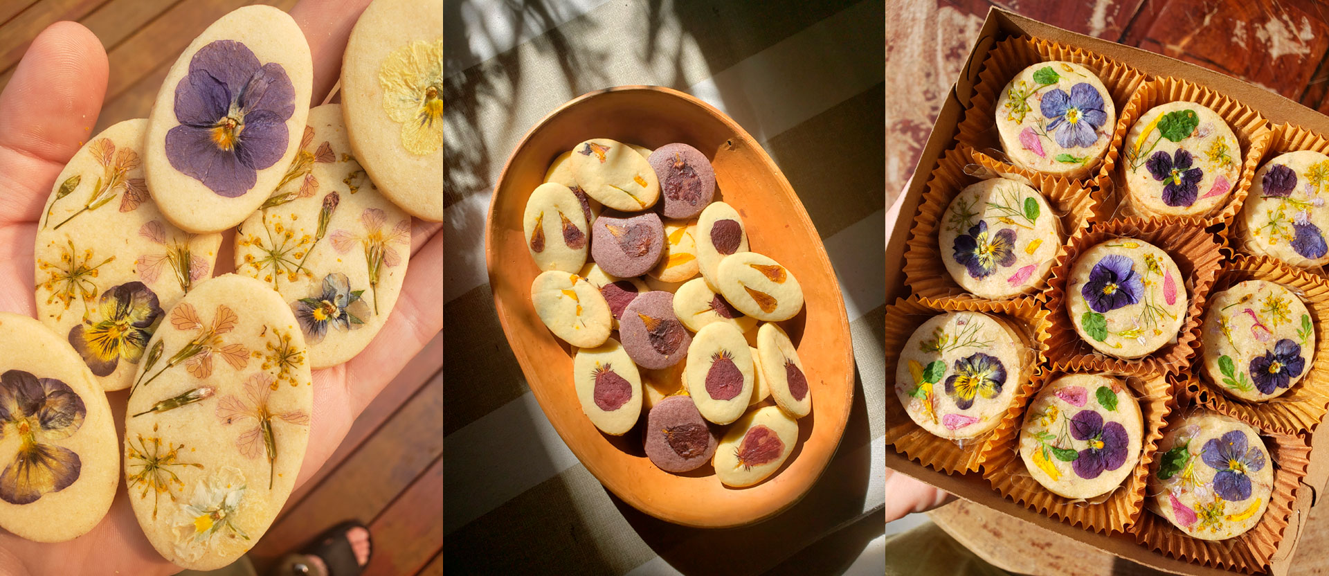 Diferentes composições de biscoitos florais